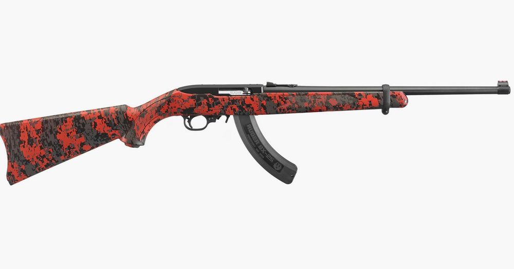 10/22 22LR Rimfire Rifle with Red Digital Camo Stock