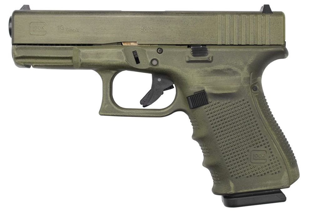 19 Gen4 9mm 15-Round Pistol with Battleworn Green Frame