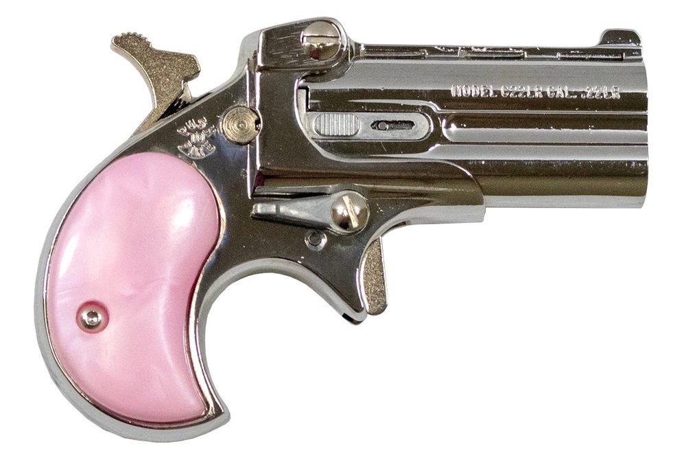 22LR Derringer with Chrome Finish and Pink Pearl Grips