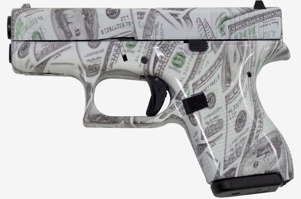 42 380 ACP Carry Conceal Pistol with Glow-in-the-Dark Hundred Dollar ($100) Bill