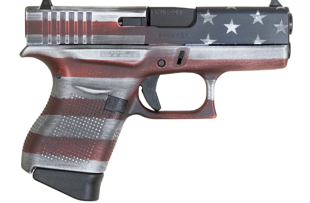 43 9mm Single Stack Pistol with Cerakote Battleworn American Flag Finish (Made i