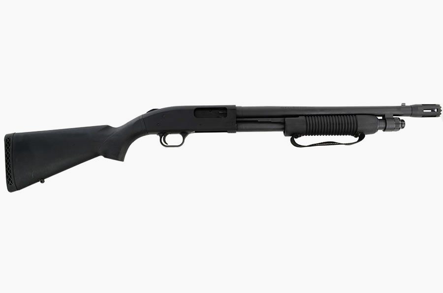 500 Tactical 12 Gauge Pump Shotgun with Forearm Strap and Breaching Barrel