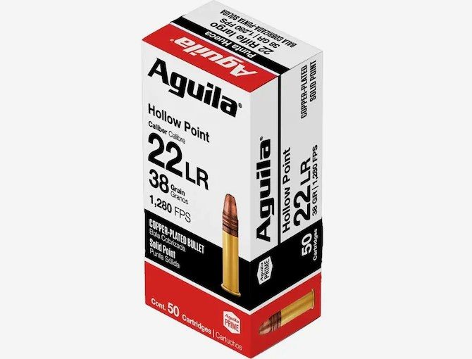 Aguila Super Extra High Velocity 22LR Ammo 38 Grain Plated Hollow Point