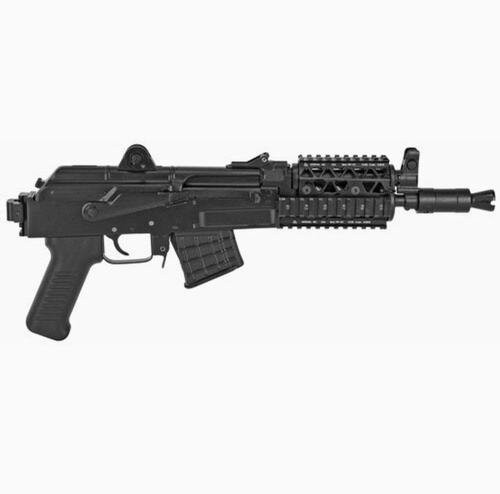 Arsenal SAM7K-04R Pistol, 762X39, 10.5", Steel, Black, Adjustable Sights, Quad RailRear Attachments