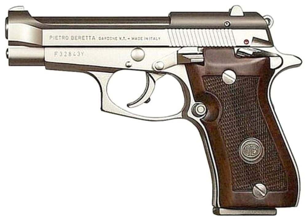 Beretta 85F .380 ACP, Double Action, Nickel, Wood Grips, 8rd