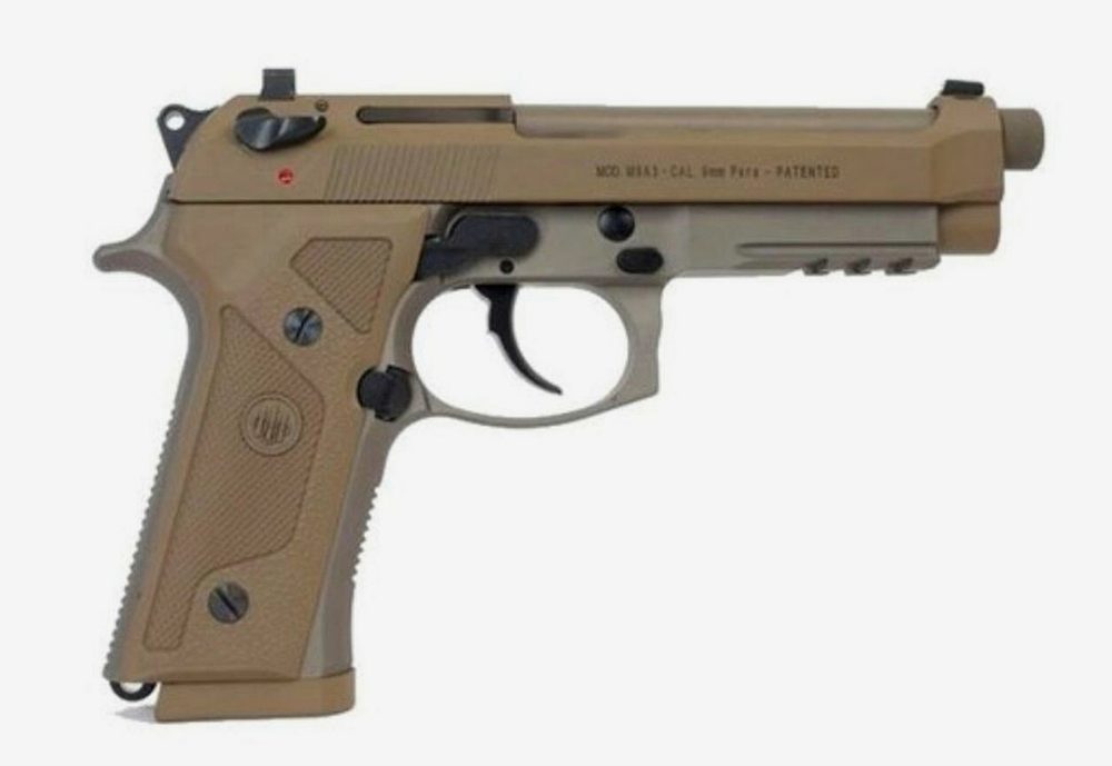 Beretta M9A3 9mm, 5.2" Threaded Barrel, Alloy Frame, Flat Dark Earth, Tritium Night Sights, Ambidextrous Safety, 3 Magazines, 17 Rounds