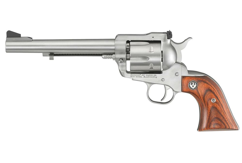 Blackhawk 357 Mag Satin Stainless Revolver with Hardwood Grips