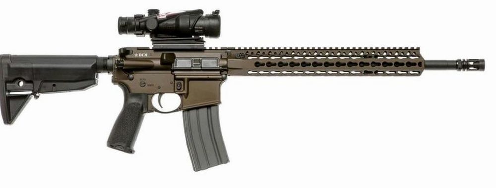 Bravo Company Recce 16 KMR-A Carbine 223 Rem/556NATO, 16" Barrel, 1:7 Twist, Dark Bronze Finish, BCMGUNFIGHTER Mod 0 Stock, BCMGUNFIGHTER Mod 3 Pistol Grip, 30Rd, KMR Alpha 15" Handguard, BCMGUNFIGHTER Mod 0 Compensator
