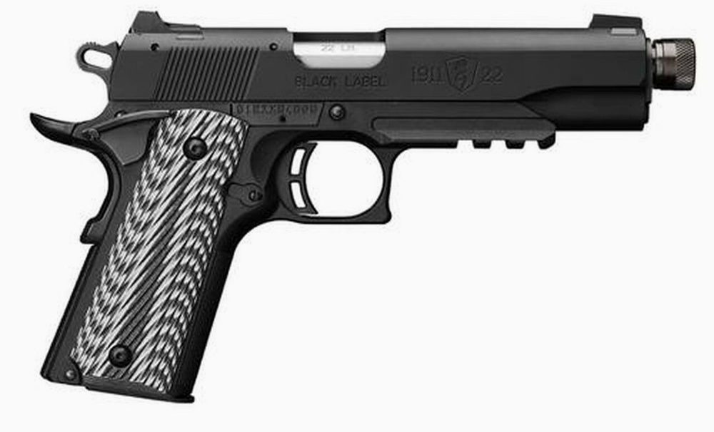Browning 1911-22 Black G10 Grips 4.8' Threaded Barrel, Silerncer Ready