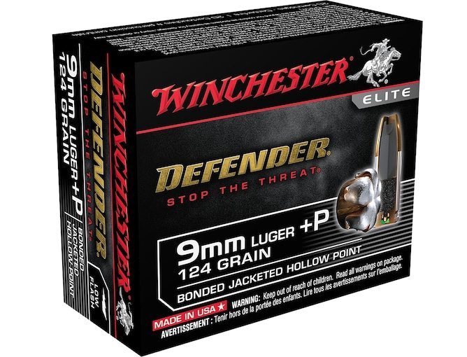Winchester Defender 9mm Luger +P Ammo 124 Grain Winchester PDX1 Bonded Jacketed Hollow Point 200 rounds