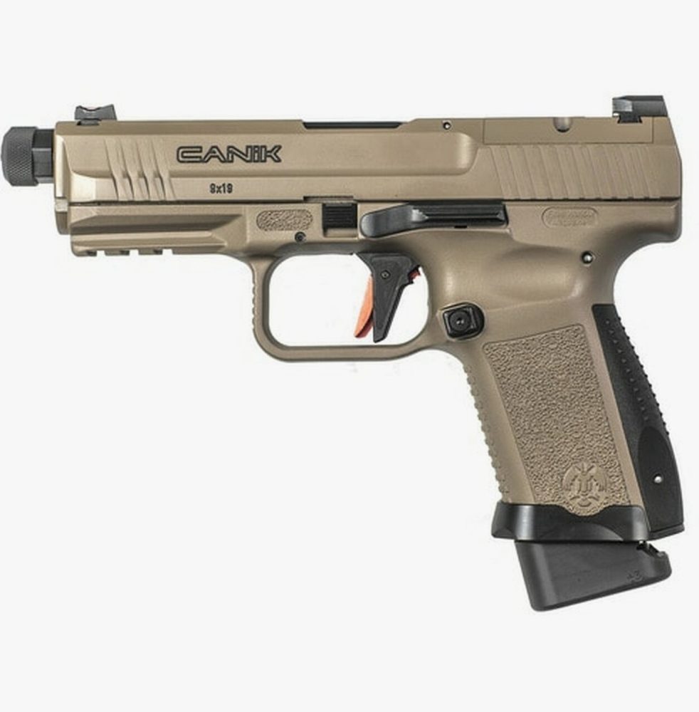 Canik TP9 Elite Combat 9mm Single 4.78" Threaded Barrel,, /18+1 Desert Tan Interchangeable Backstrap Grip Polymer Frame Desert Tan Cerakote Slide, 15 rd