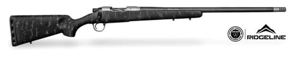 Christensen Ridgeline 308 Win, 24", Fiberglass Stock, Carbon Sporter Black, Gray Webbing