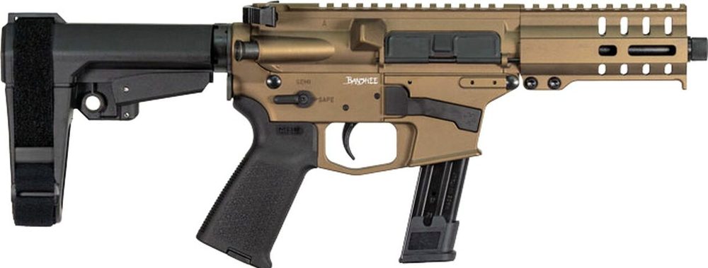 CMMG Banshee 300 MK17 9mm 5" 21+1 Burnt Bronze Cerakote Receiver CMMG 6 Position RipBrace Stock