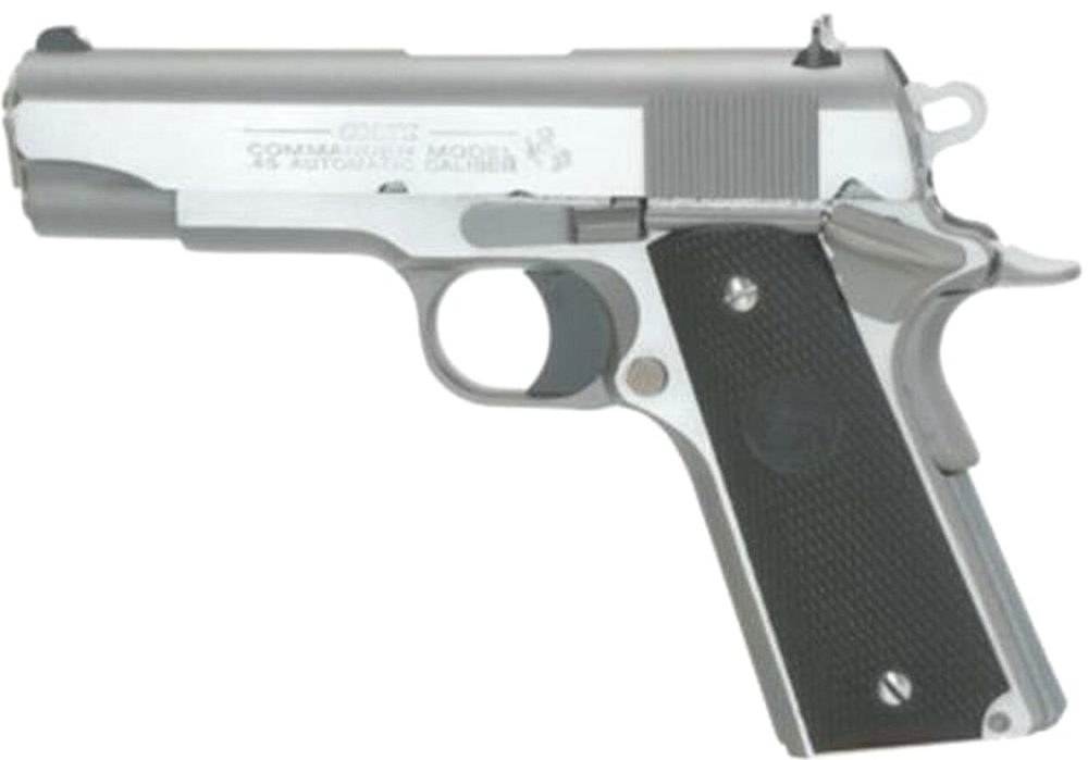 Colt 1991 Commander Pistol, 45 ACP, 4.25", Black Rubber Grip, SS, 7rd