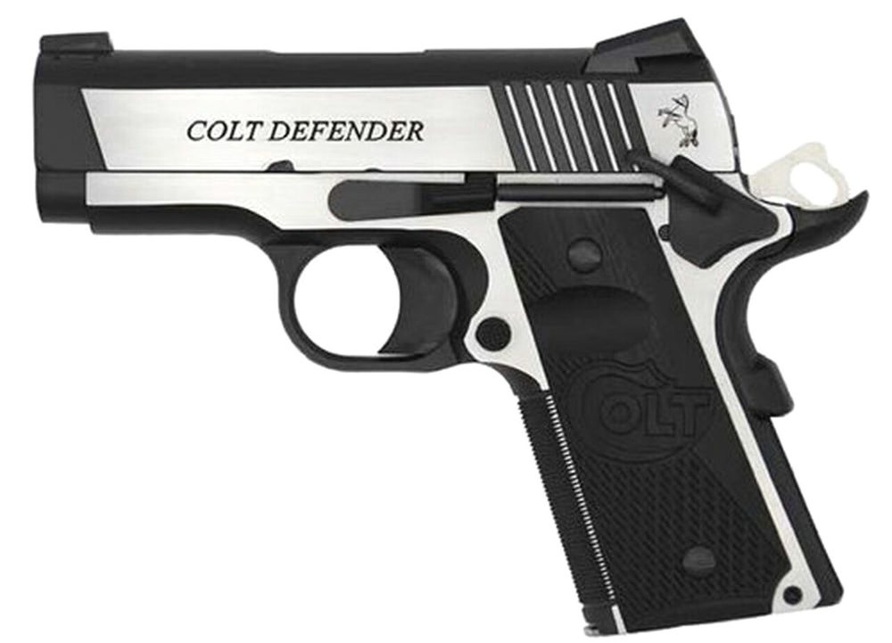 Colt Combat Elite Defender 1911, Compact, 9MM, 3" Barrel, SS Two-Tone Finish, G10 Grips, 8rd Mag, Novak Night Sights