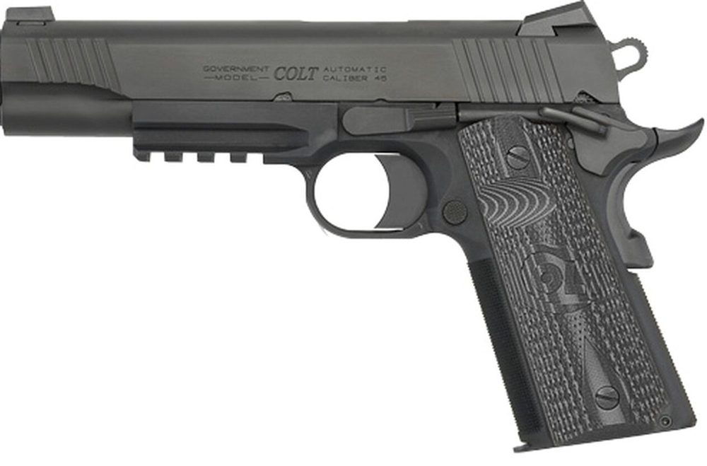 Colt Combat Unit Rail Gun 1911 45 ACP 5" Barrel Novak Sights, G10 Grips 8rd Mag