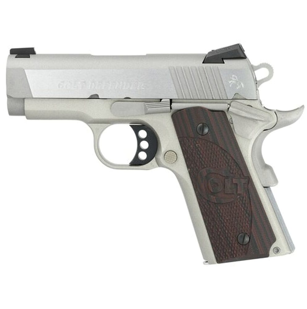 Colt Defender 45 ACP SS, 3" Barrel, Black Cherry G10 Grips, Stainless, 7rd
