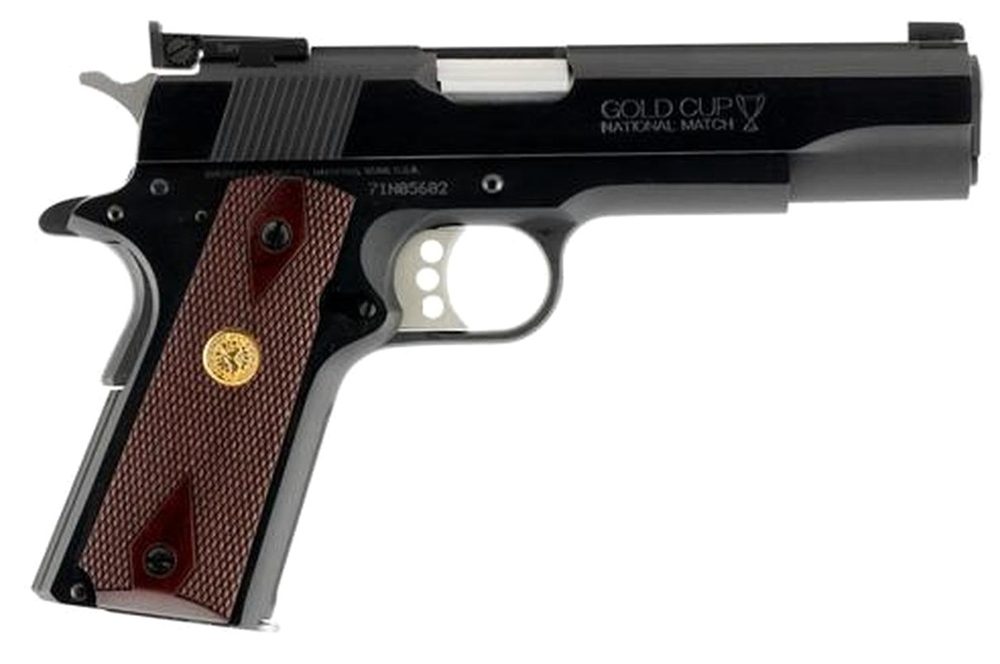 Colt Gold Cup National Match Series 70 1911, 9mm, 5", 9rd, Walnut, Gold Medallion, Blued Steel