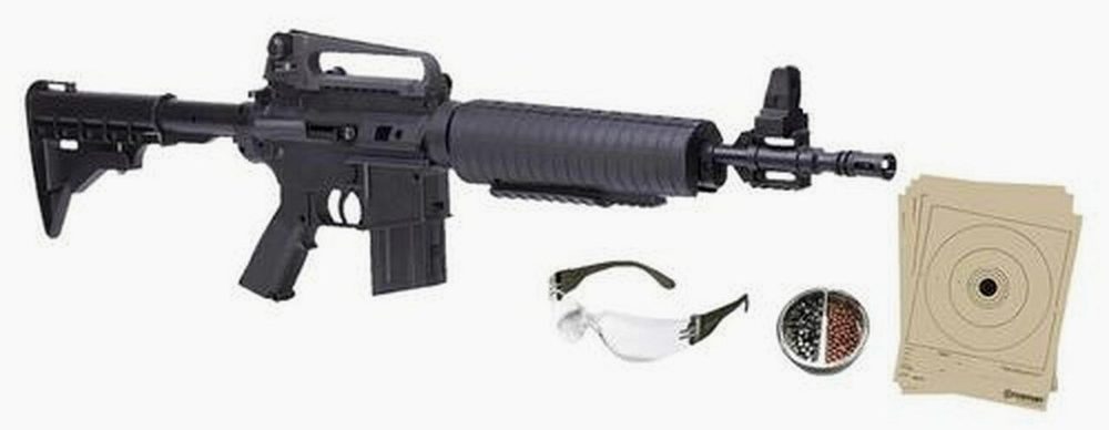 Crosman M4 .177 BB Pump Rifle Kit, Black 350 BB/5 Pellet Capacity
