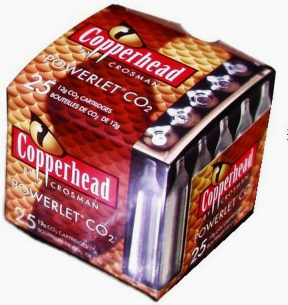 Crosman Powerlet CO2 Cartridges, 12 Grams, Stainless, 25/Pack