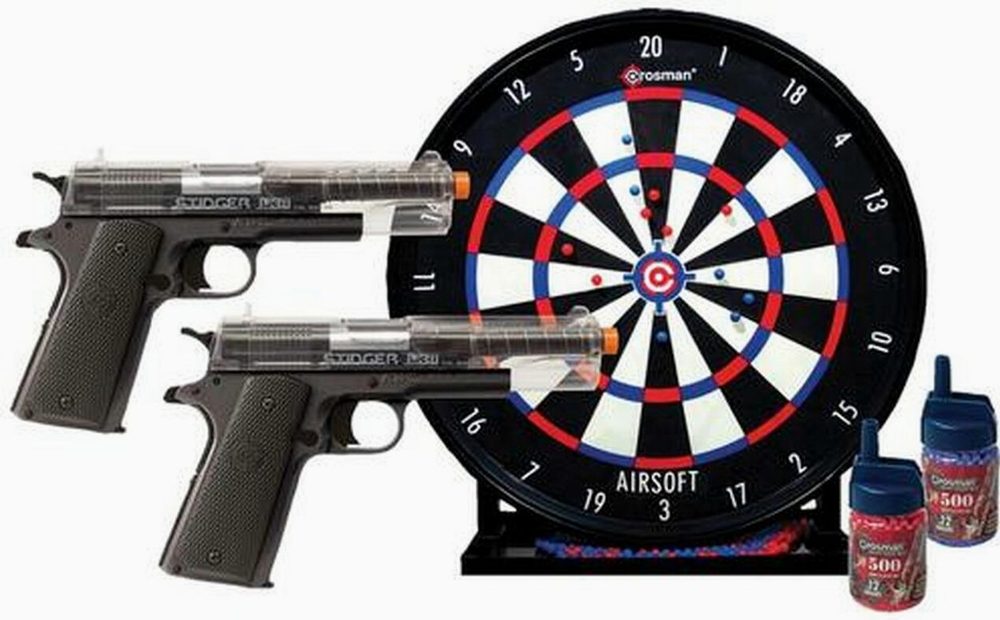 Crosman Stinger Challenge Kit 2 Pistol, Trgt 500 Rd+500 Blu BBs
