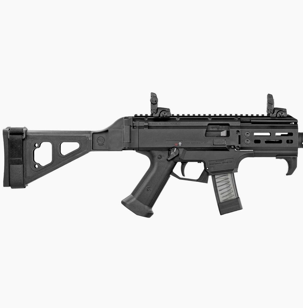CZ Scorpion EVO 3 S2 9mm, 4" Barrel, SB Folding Stock, MBUS Rear, Black, 10rd