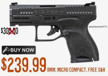 CZ-USA P-10 M 9mm Luger Pistol 3.19 Barrel 7+1 Round Black
