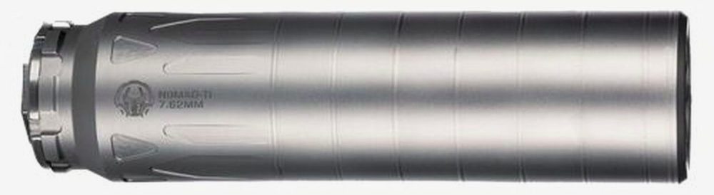 Dead Air Nomad-TI 7.62mm Suppressor, 6.5" Length, 9.6oz Weight, 5/8x24 TPI, Raw Titanium Finish