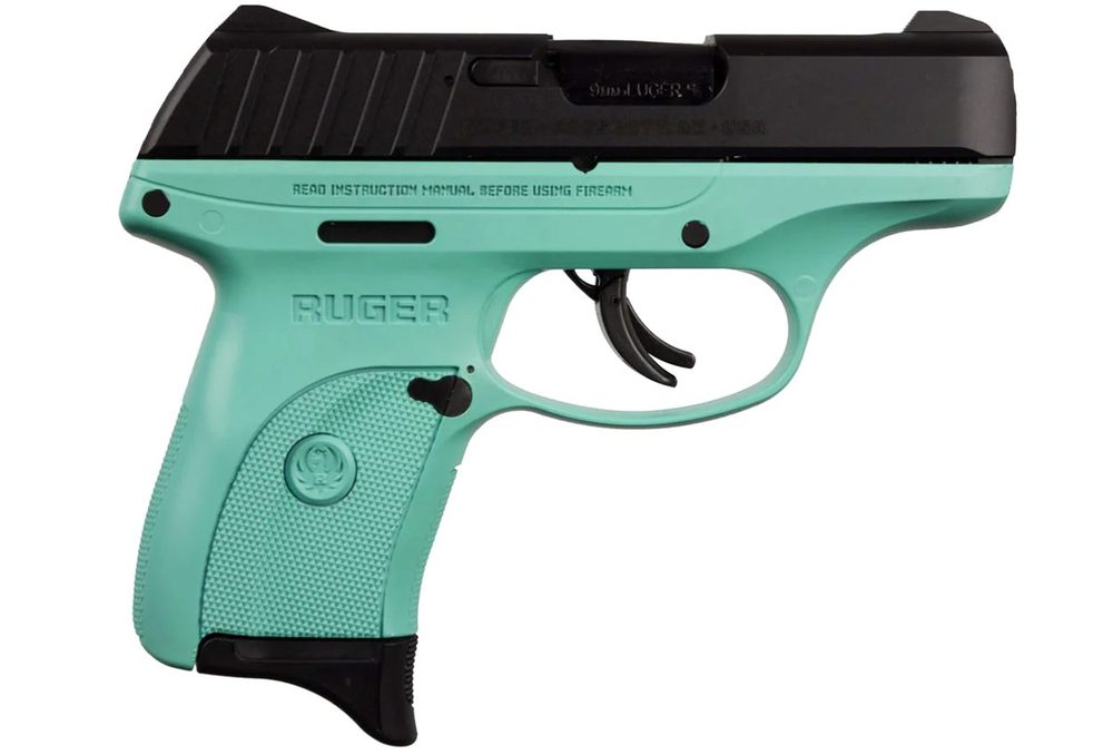 EC9s 9mm Striker-Fired Pistol with Turquoise Grip Frame and Satin Aluminum Cerak