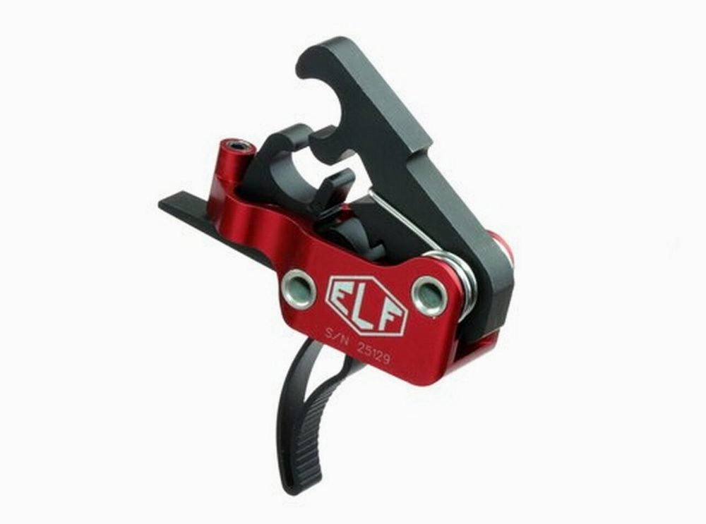 Elftmann Tactical AR-15 Service Trigger, Curved, Drop-In, 4-7lbs, Black/Red