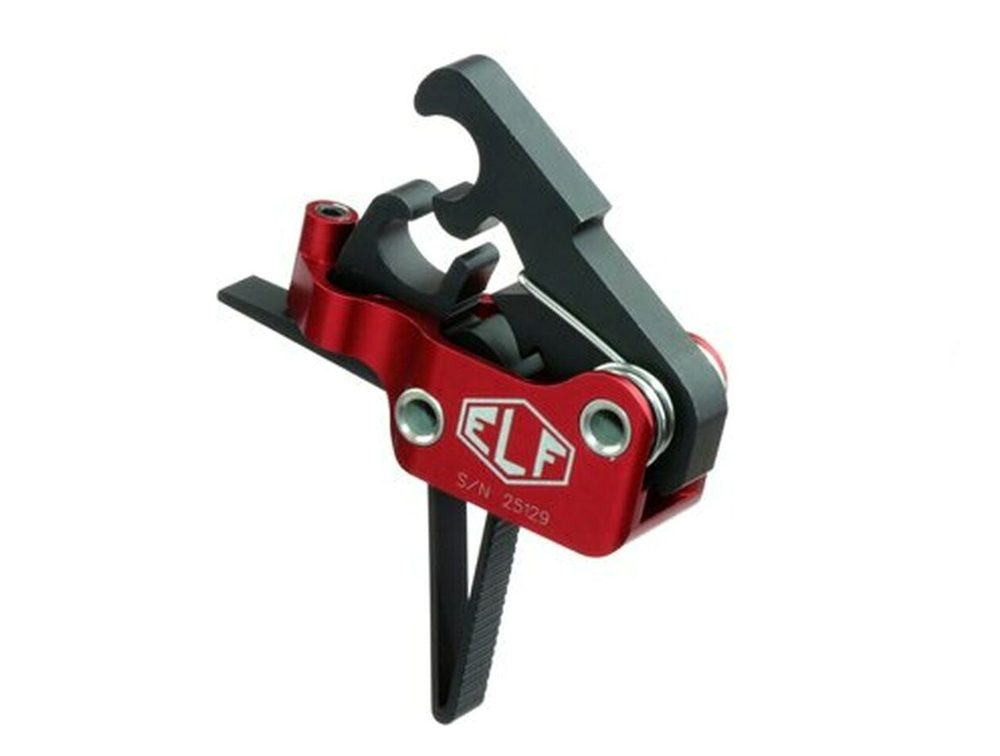 Elftmann Tactical AR-15 Service Trigger, Straight, Drop-In, 4-7lbs, Black Red