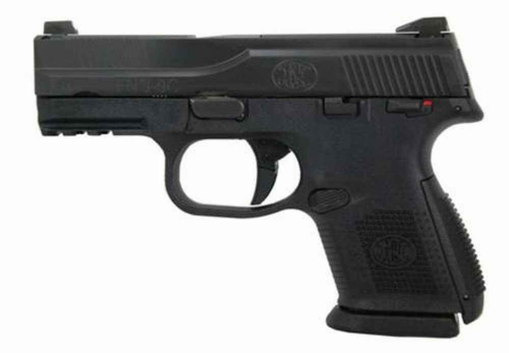 FN America, FNS-9C, Semi-automatic, 9mm, 3.6" Barrel, Polymer Frame, Black, Night Sights, 2-12Rd & 1-17Rd, Manual Safety, Compact Size, Fired Case
