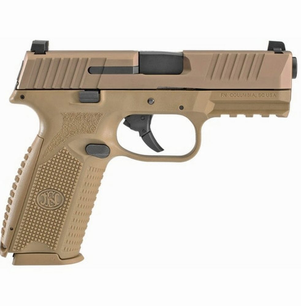 FN , FN 509 Striker Fired, Full Size 9mm, 4" Barrel, Polymer Frame, Flat Dark Earth, 3 Dot Sights, Non-Manual Safety, 2x17rd Mags
