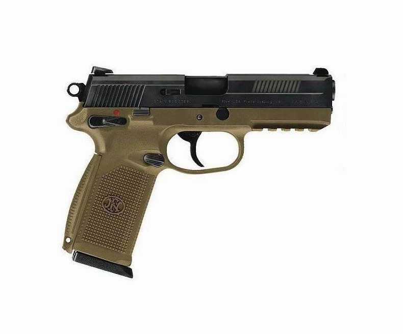 FN FNX-45 45 ACP 4.5" Flat Dark Earth, Black Slide, Combat Sights, 15 Round
