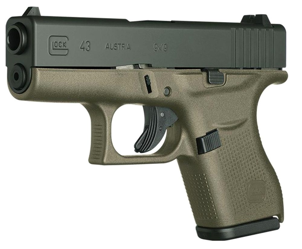 Glock 43, 9mm, 3.39" Barrel, 6rd, Fixed Sights, OD Green