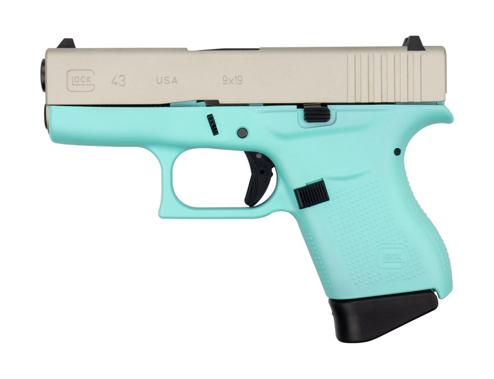 Glock G43 9mm, 3.41" Barrel, Robins Egg Blue Frame