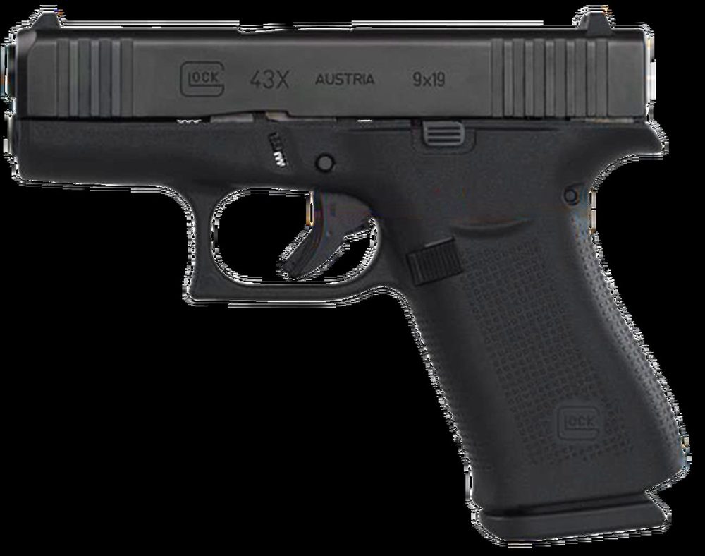 Glock 43X Silver Subcompact 9mm, 3.41" Barrel, Polymer Frame, Ameriglo Night Sights, 2x10rd Mags