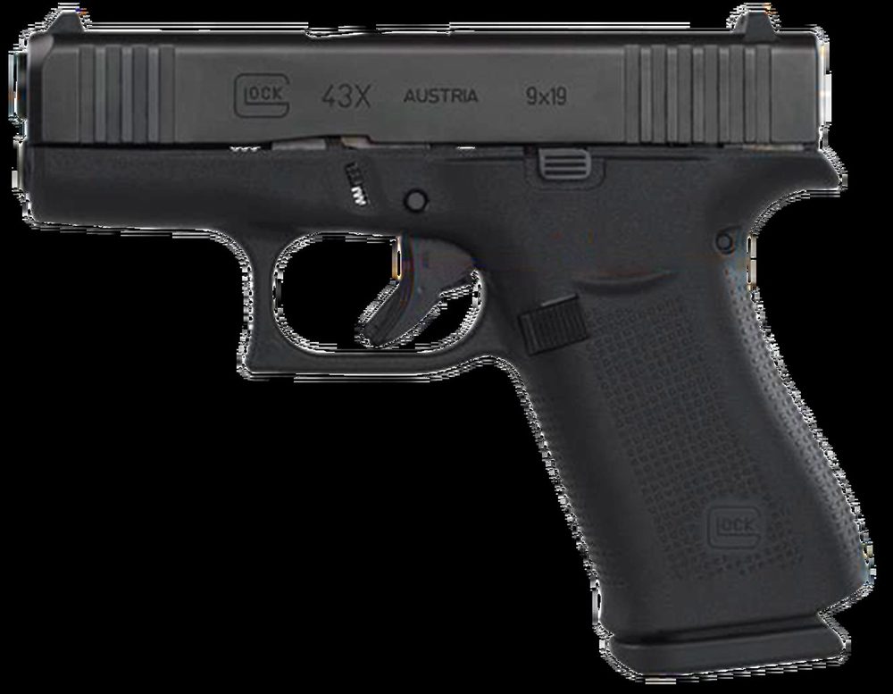 Glock 43X Subcompact 9mm, 3.41" Barrel, Silver/Bright Purple, Fixed Sights, 2x10rd Mags
