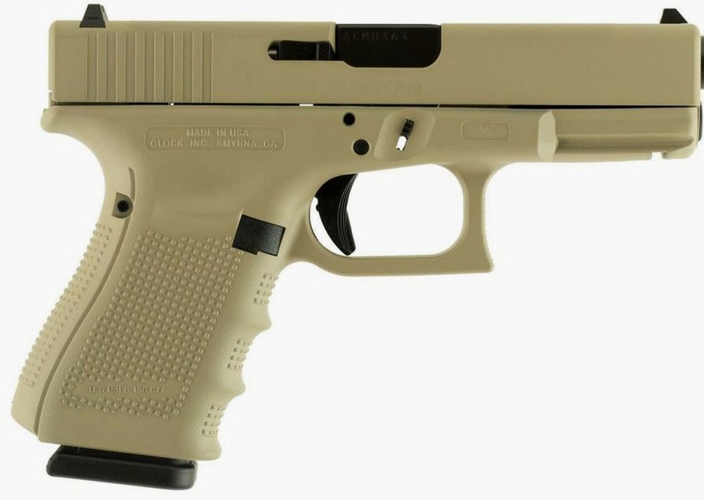 Glock G19 Gen4 9mm, 4" Barrel, Desert Tan Finish 15rd Mag