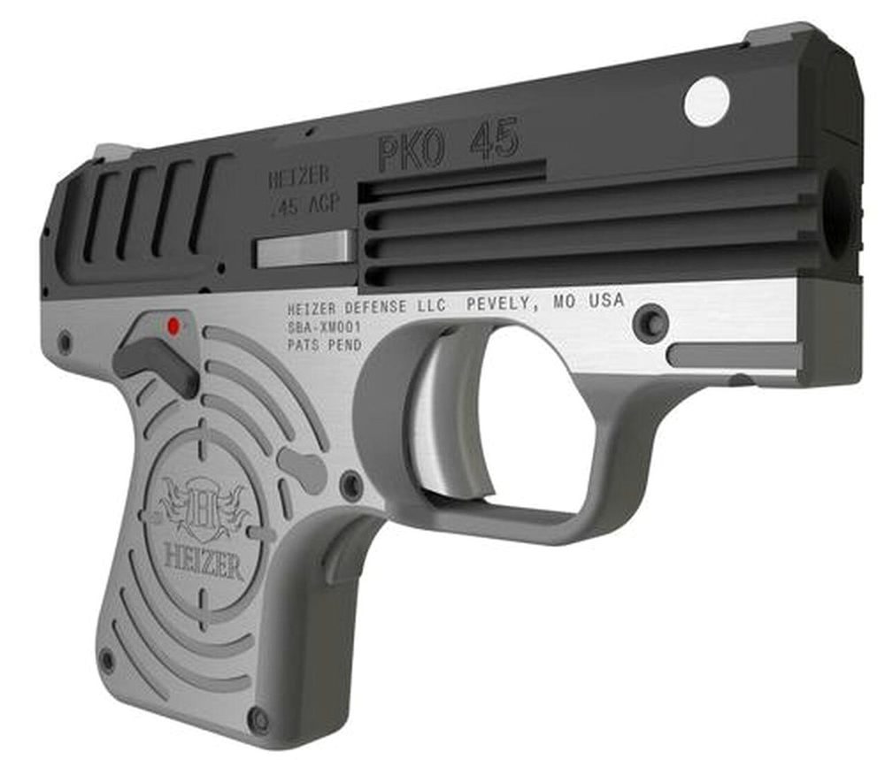 Heizer PKO 45 ACP, 2.75", 5rd, Stainless Steel Frame, Black Slide