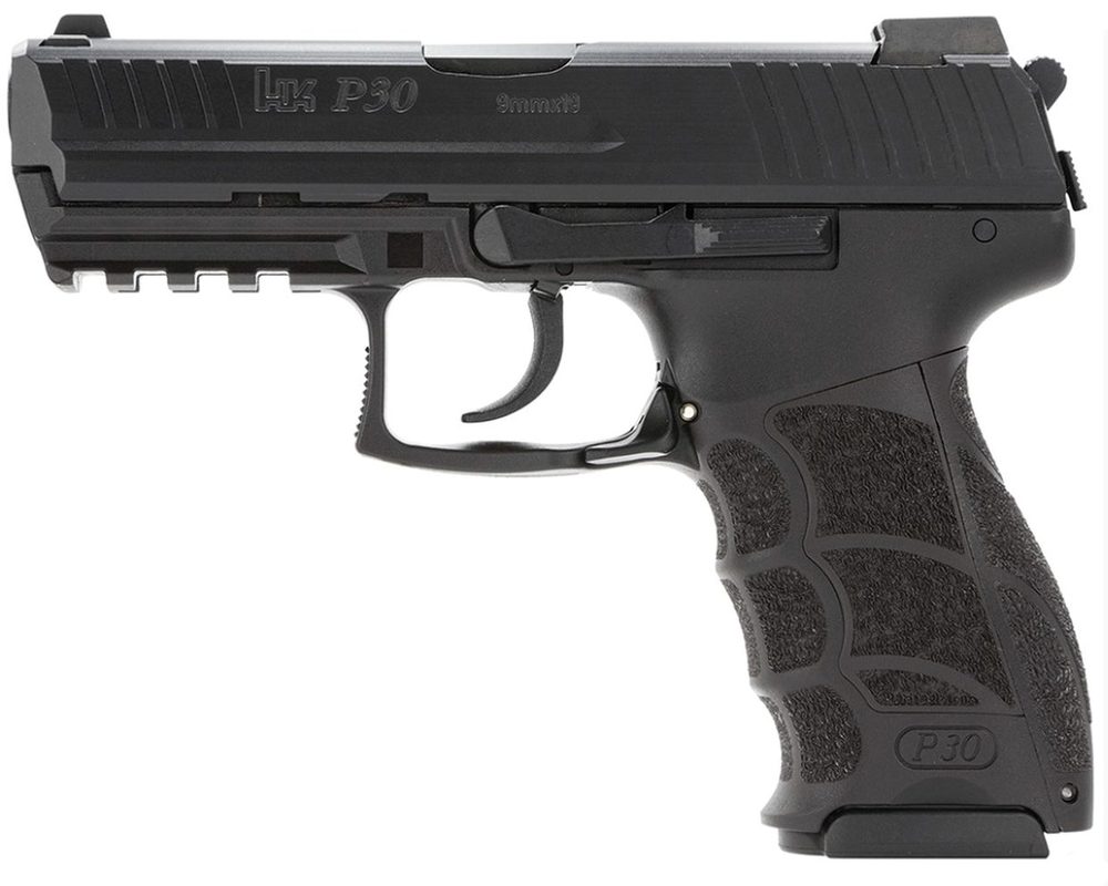 HK P30, Semi-automatic, DA/SA, 9mm, 3.85" Barrel, Polymer Frame, Black, 17Rd, 2 Magazines