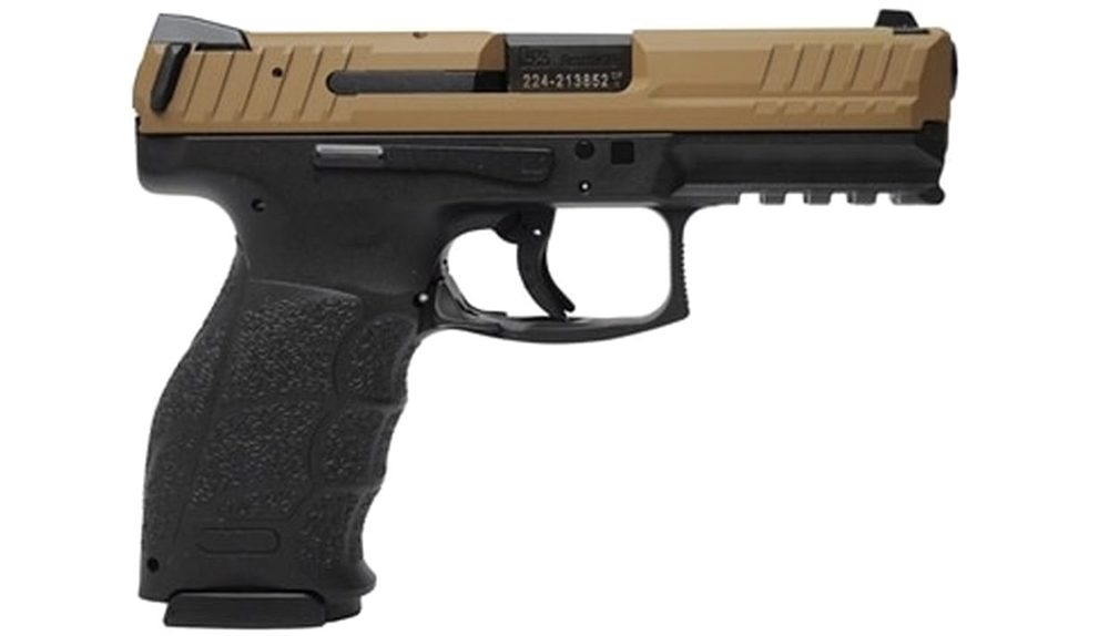 HK VP9 9mm, 4.1" Barrel, Cerakote Brown, Black Frame, Rail, 15rd Mag