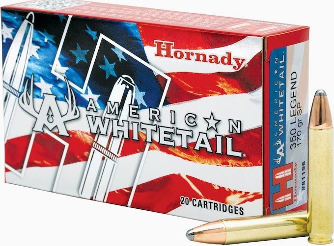 Hornady American Whitetail 350 Legend Ammo 170 Grain Hornady Interlock Jacketed Soft Point 300rounds