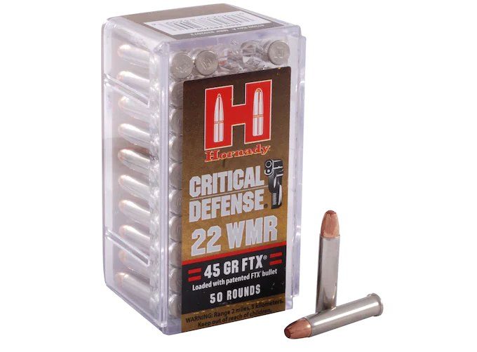 Hornady Critical Defense 22 Winchester Magnum Rimfire (WMR) Ammo 45 Grain Hornady FTX Polymer Tip