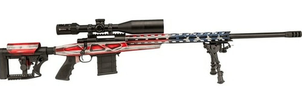 Howa APC .308 Win Scope Combo, 26" #6 Threaded Barrel, 4-16x50mm Nikko Stirling Scope, Mag Kit, Hogue Grip, LUTH-AR MBA-4 Stock, American Flag, 10rd