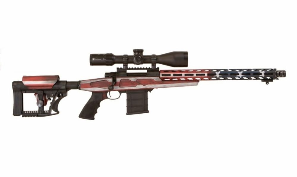 Howa APC Flag Chassis Rifle 308 Win Scope Combo, 16" Threaded Barrel, 4-16x50mm Nikko Stirling Scope, Flag Finish, 10rd