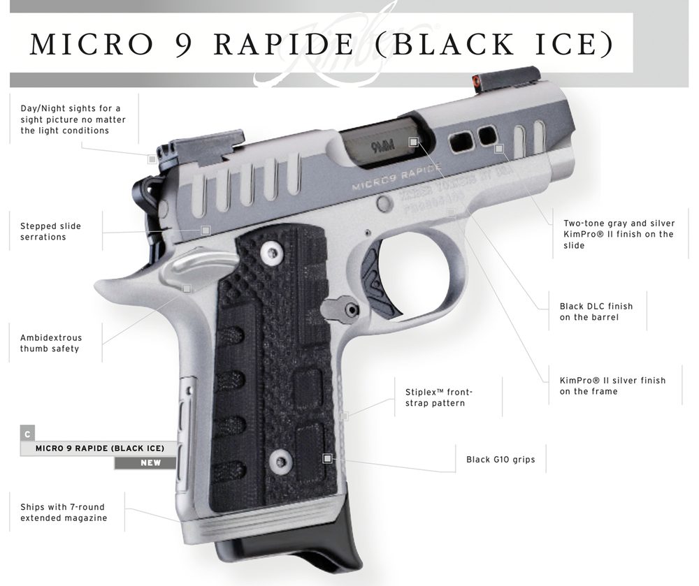 Kimber Micro 9 Rapide Black Ice 9mm, Day/Night Sights