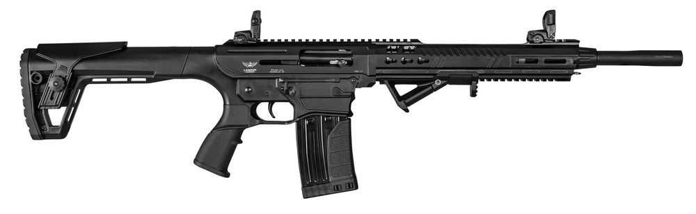 Landor Arms AR-12 12 Ga, 18.5" Barrel, 3", Flip-Up Sights, Black, 5rd