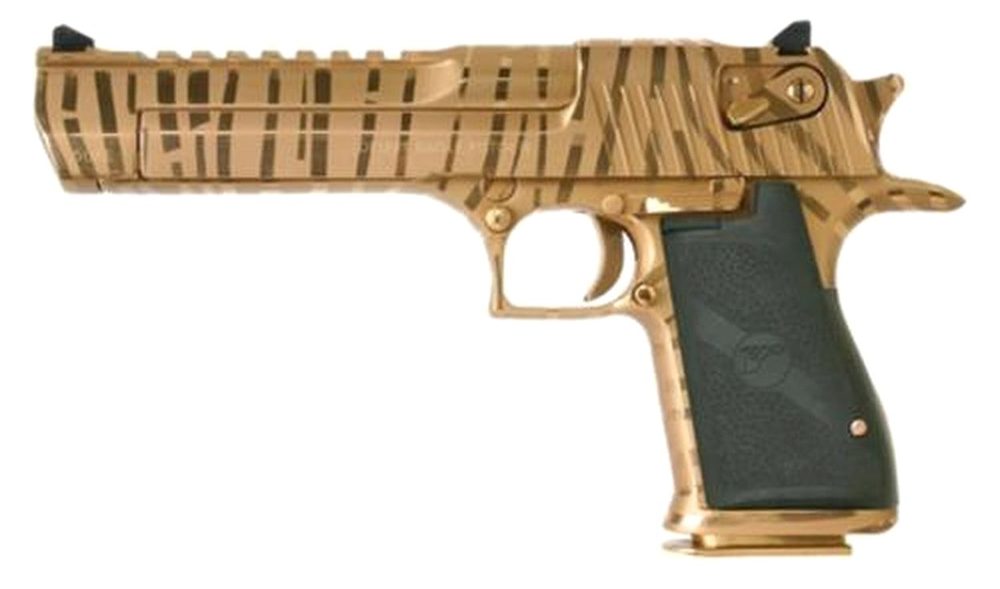 Magnum Research Desert Eagle, .50 AE, Titanium Gold, Tiger Stripes