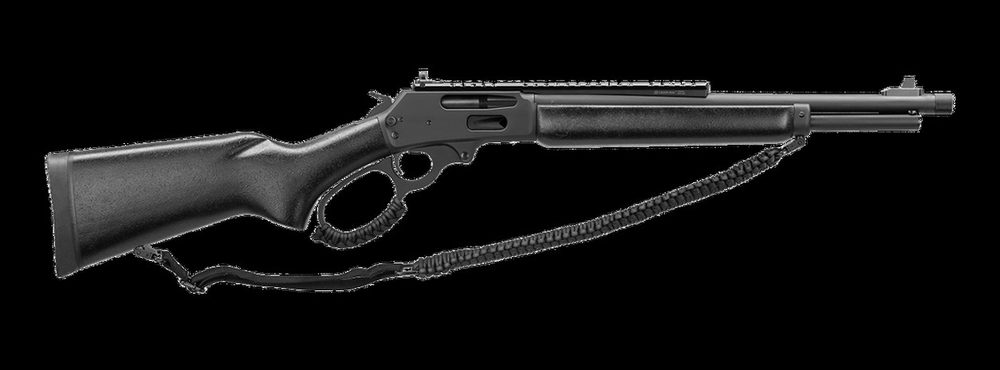 Marlin 1895 Dark, Lever Action, 444 Marlin, 16.25" Threaded Barrel, Black Matte Parkerized Finish, Black Webbed Harwood Stock, Big Loop Lever Right Hand, 5Rd, XS Lever Rail With Ghost Ring Sight
